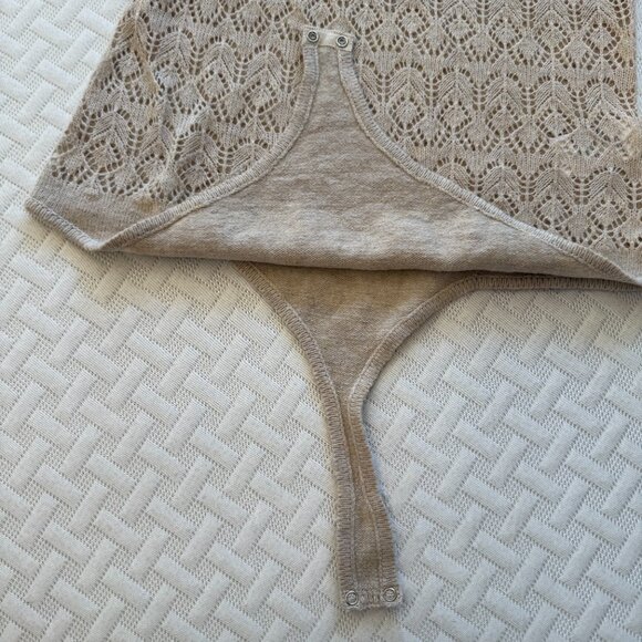 American Eagle, Long-Sleeve, Knit, Large, Bodysuit, CREAM COLORED, NEW WITH TAG - Picture 8 of 15
